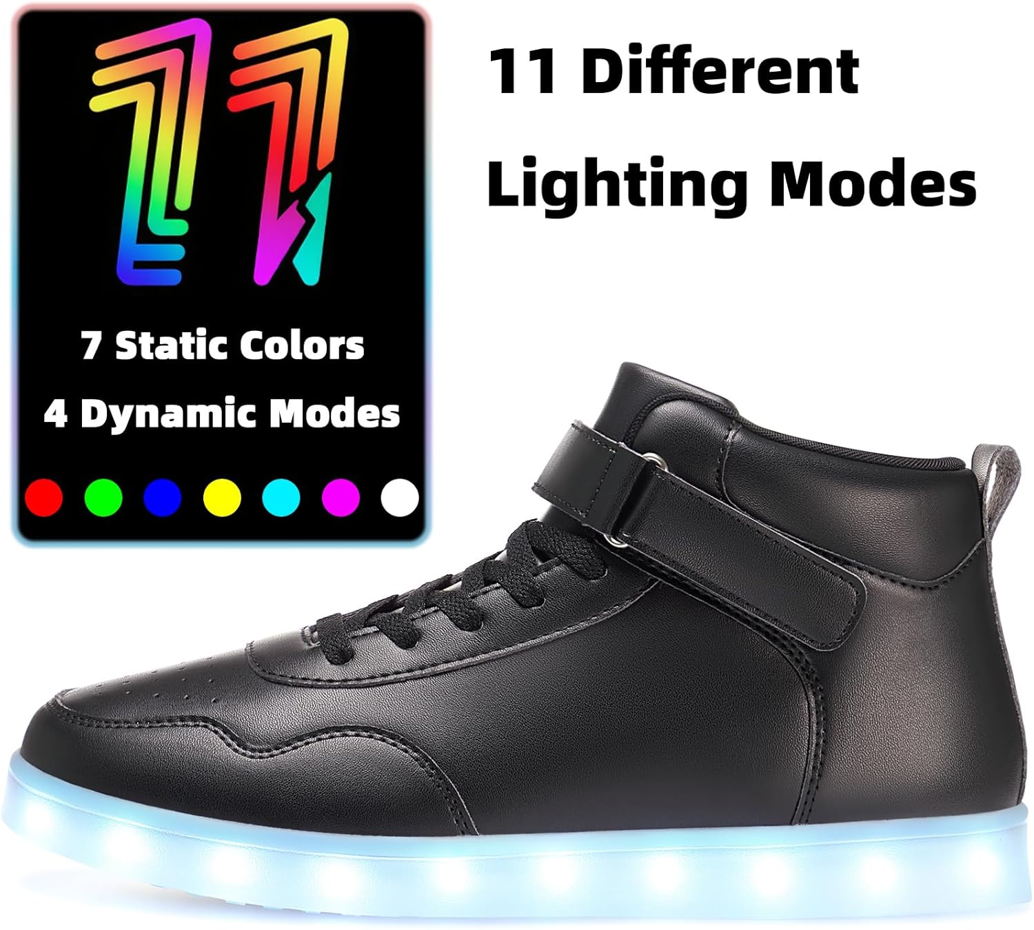 APTESOL Baskets Unisexes Rechargeables LED High Top Femmes Hommes Chaussures de Sport 36 EU Noir